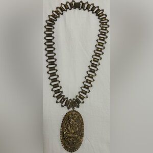 Antique Victorian brass Medallion on a Bookmark Chain